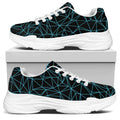 Black And Blue Geometric Mosaic Print White Chunky Shoes