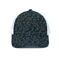 Black And Blue Geometric Mosaic Print White Mesh Trucker Hat
