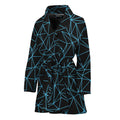 Black And Blue Geometric Mosaic Print Women's Bathrobe
