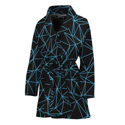 Black And Blue Geometric Mosaic Print Women's Bathrobe