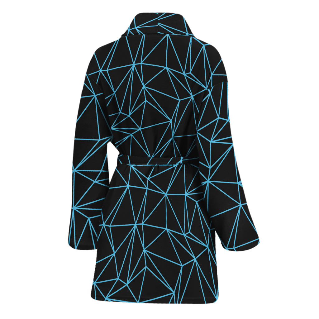 Black And Blue Geometric Mosaic Print Women's Bathrobe