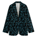 Black And Blue Geometric Mosaic Print Women's Blazer