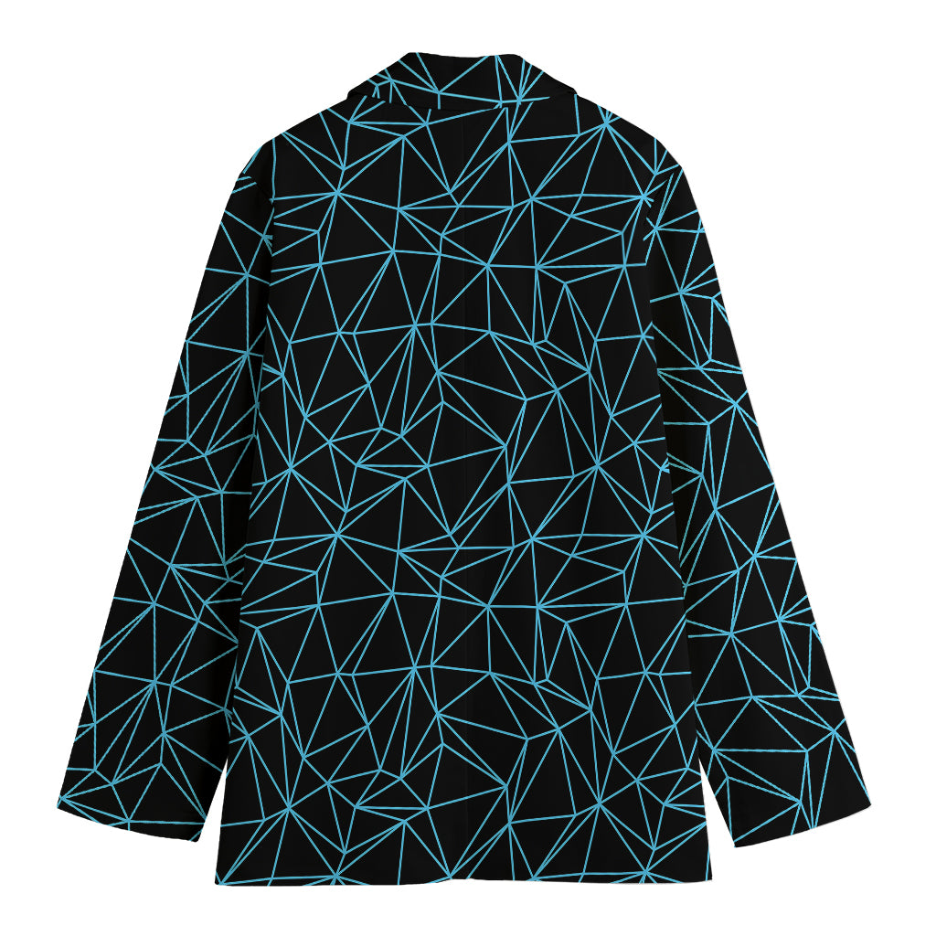 Black And Blue Geometric Mosaic Print Women's Blazer