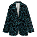 Black And Blue Geometric Mosaic Print Women's Cotton Blazer