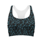 Black And Blue Geometric Mosaic Print Women's Sports Bra