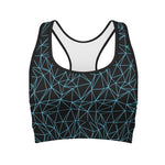 Black And Blue Geometric Mosaic Print Women's Sports Bra
