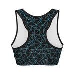 Black And Blue Geometric Mosaic Print Women's Sports Bra