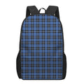 Black And Blue Tartan Pattern Print 17 Inch Backpack
