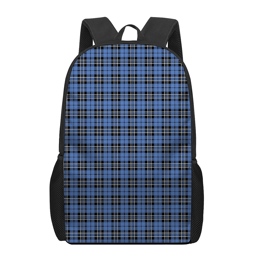 Black And Blue Tartan Pattern Print 17 Inch Backpack
