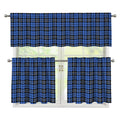Black And Blue Tartan Pattern Print 3 Piece Kitchen Curtains