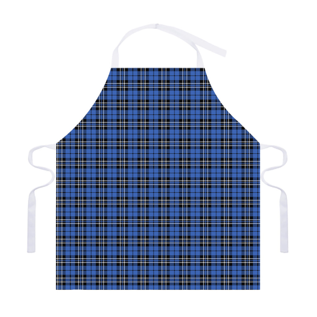 Black And Blue Tartan Pattern Print Adjustable Apron