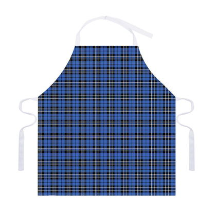 Black And Blue Tartan Pattern Print Adjustable Apron