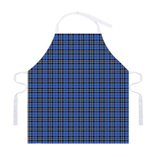 Black And Blue Tartan Pattern Print Adjustable Apron