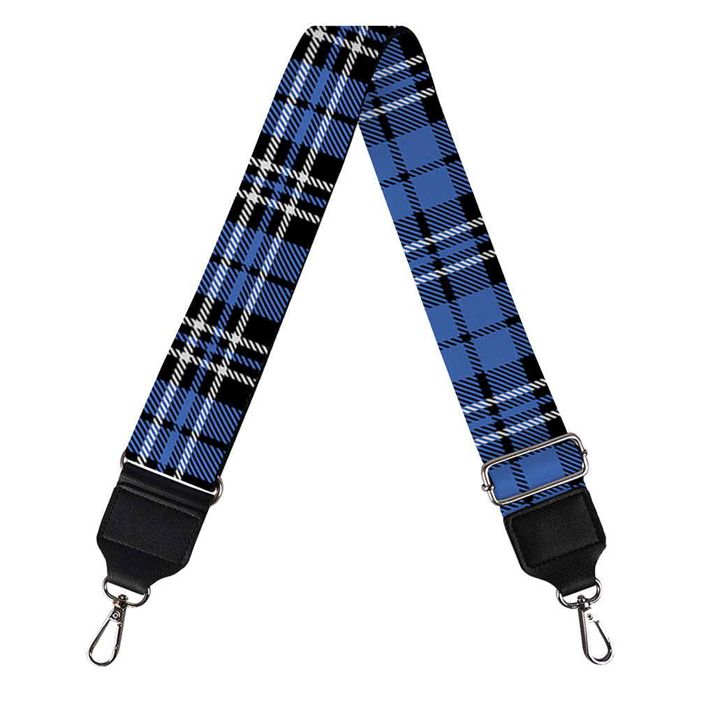 Black And Blue Tartan Pattern Print Bag Strap