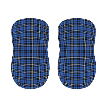 Black And Blue Tartan Pattern Print Bar Stool Covers