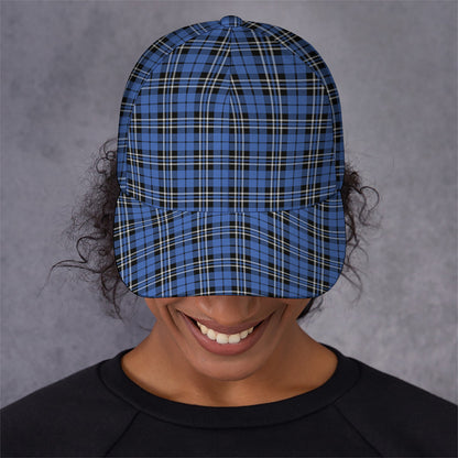 Black And Blue Tartan Pattern Print Baseball Cap