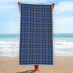 Black And Blue Tartan Pattern Print Beach Towel
