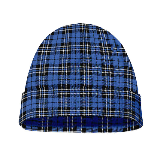Black And Blue Tartan Pattern Print Beanie
