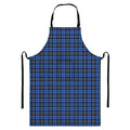 Black And Blue Tartan Pattern Print Bib Apron With Pocket