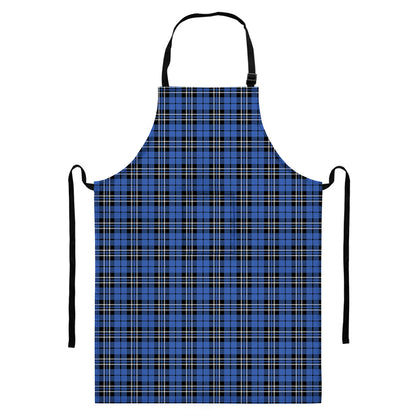 Black And Blue Tartan Pattern Print Bib Apron With Pocket