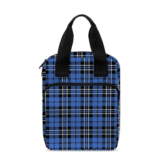 Black And Blue Tartan Pattern Print Bible Tote Bag