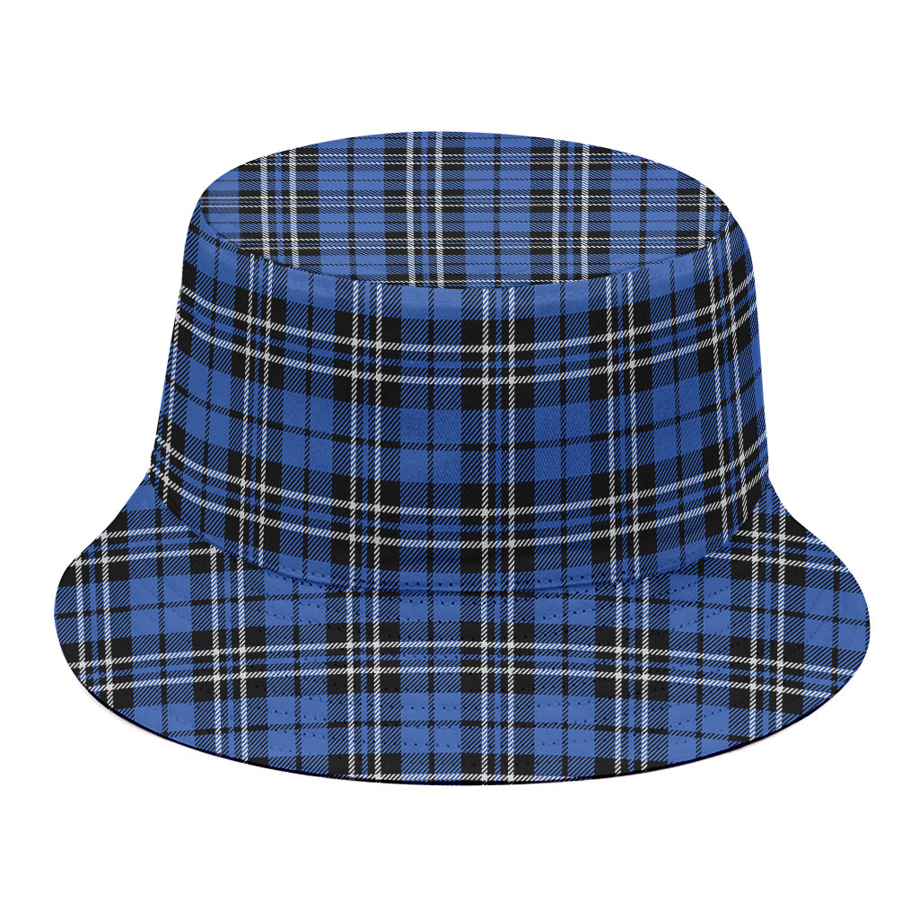 Black And Blue Tartan Pattern Print Bucket Hat