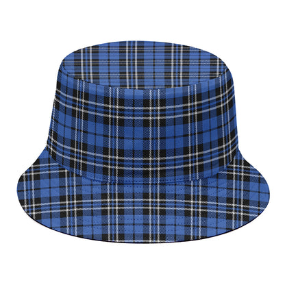 Black And Blue Tartan Pattern Print Bucket Hat