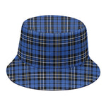 Black And Blue Tartan Pattern Print Bucket Hat