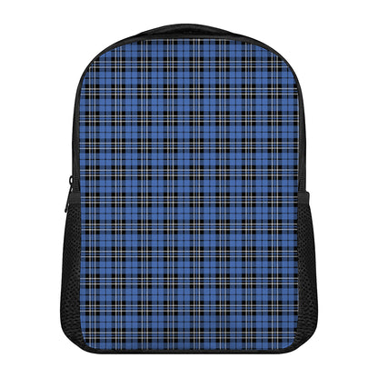 Black And Blue Tartan Pattern Print Casual Backpack