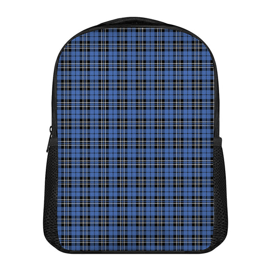Black And Blue Tartan Pattern Print Casual Backpack