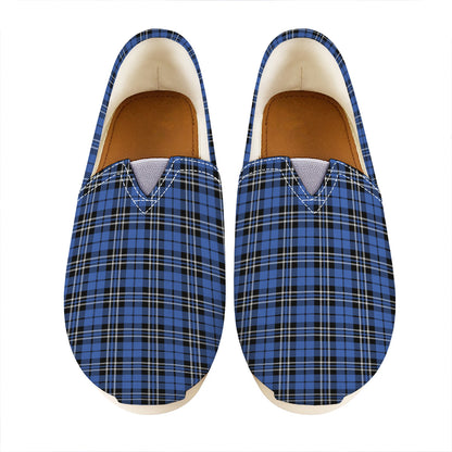 Black And Blue Tartan Pattern Print Casual Shoes