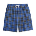 Black And Blue Tartan Pattern Print Cotton Shorts