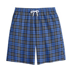 Black And Blue Tartan Pattern Print Cotton Shorts