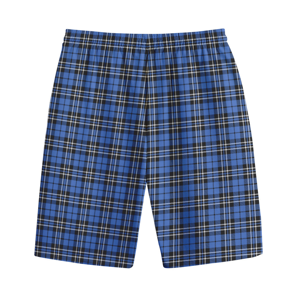 Black And Blue Tartan Pattern Print Cotton Shorts
