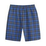 Black And Blue Tartan Pattern Print Cotton Shorts