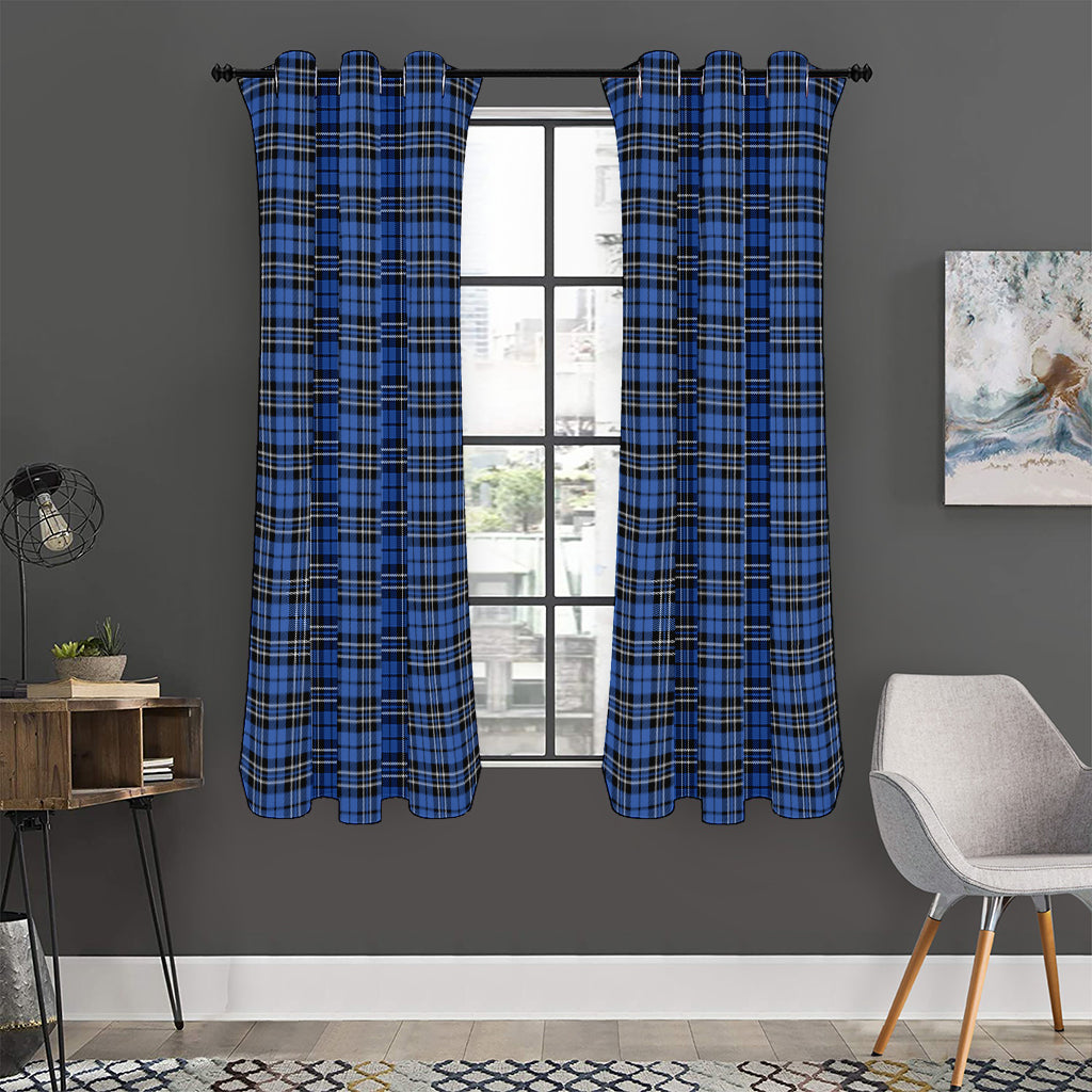 Black And Blue Tartan Pattern Print Curtain