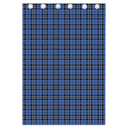 Black And Blue Tartan Pattern Print Curtain