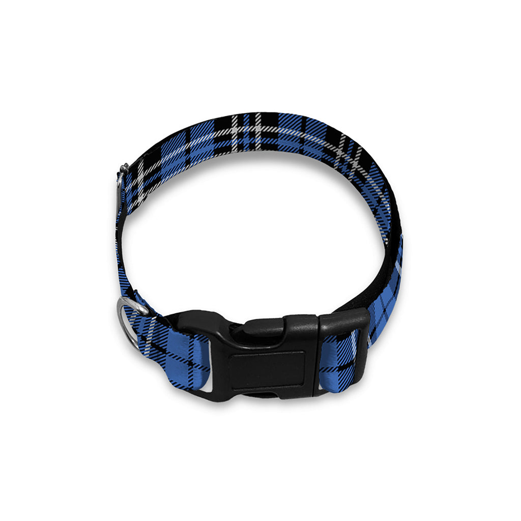 Black And Blue Tartan Pattern Print Dog Collar