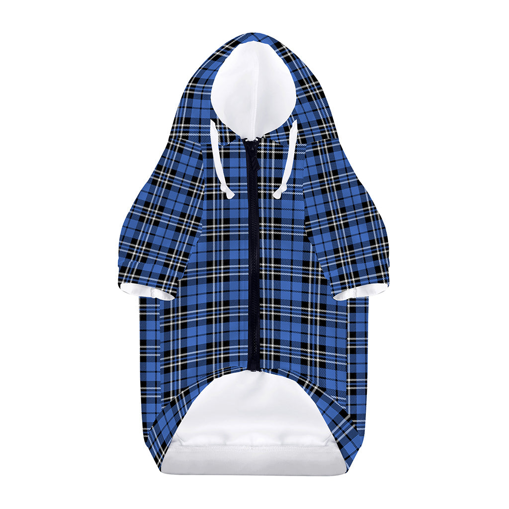 Black And Blue Tartan Pattern Print Dog Zip Up Hoodie