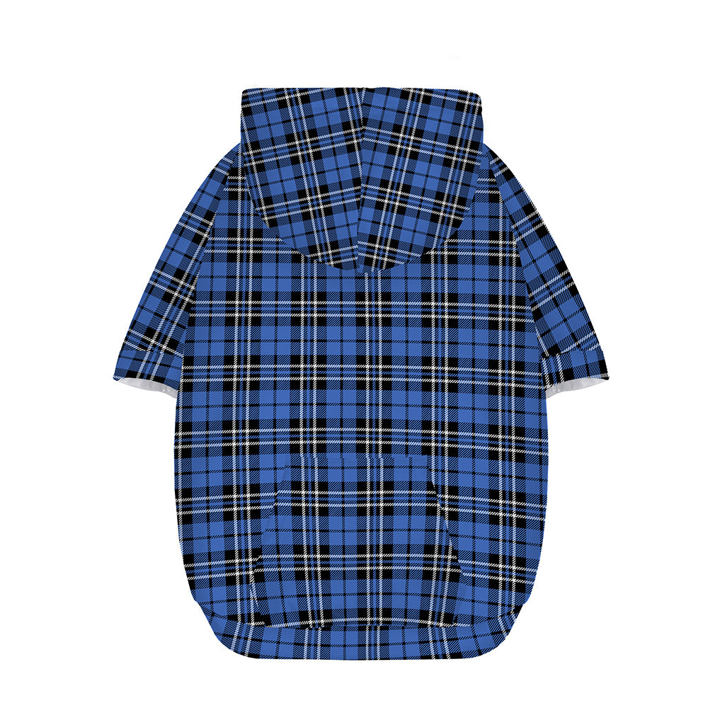 Black And Blue Tartan Pattern Print Dog Zip Up Hoodie