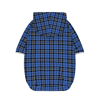 Black And Blue Tartan Pattern Print Dog Zip Up Hoodie