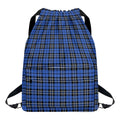Black And Blue Tartan Pattern Print Drawstring Backpack