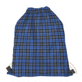 Black And Blue Tartan Pattern Print Drawstring Bag