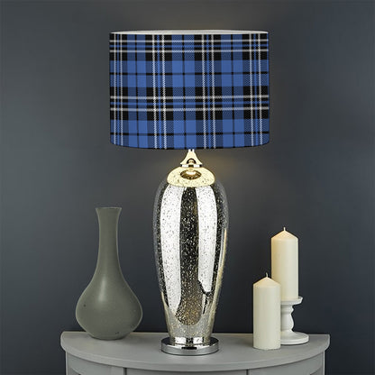 Black And Blue Tartan Pattern Print Drum Lamp Shade