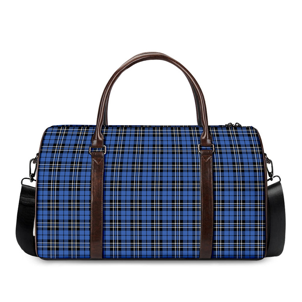 Black And Blue Tartan Pattern Print Duffle Bag