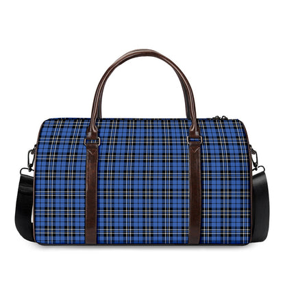 Black And Blue Tartan Pattern Print Duffle Bag