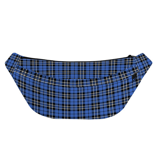 Black And Blue Tartan Pattern Print Fanny Pack