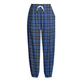 Black And Blue Tartan Pattern Print Fleece Lined Knit Pants