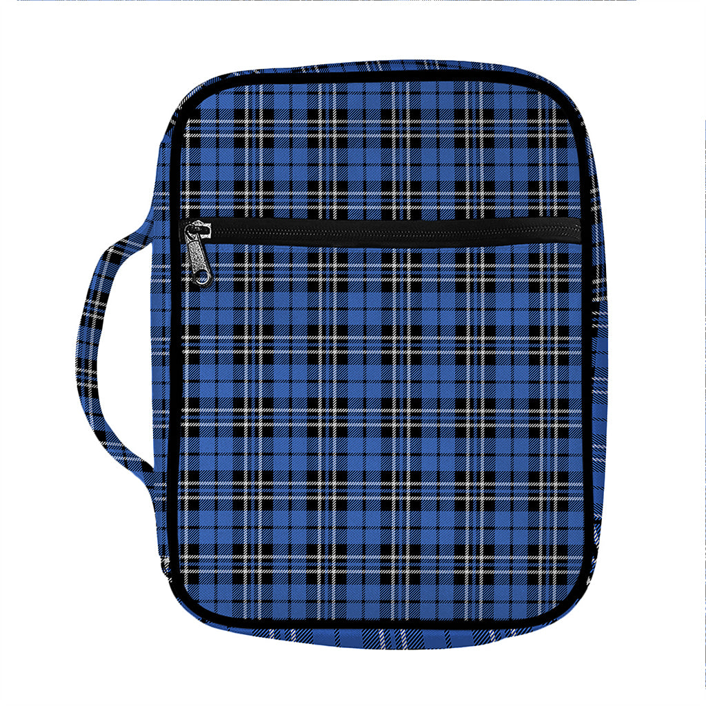 Black And Blue Tartan Pattern Print Front Pocket Bible Bag