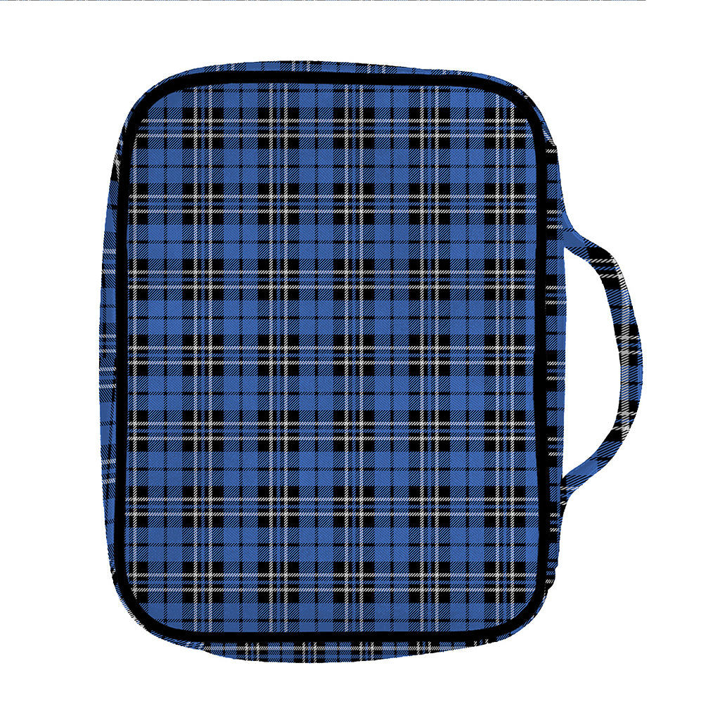 Black And Blue Tartan Pattern Print Front Pocket Bible Bag
